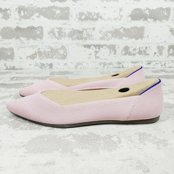 NEW Rothy's The Flat Pink Knit Pointy Toe Slip On Loafers O102